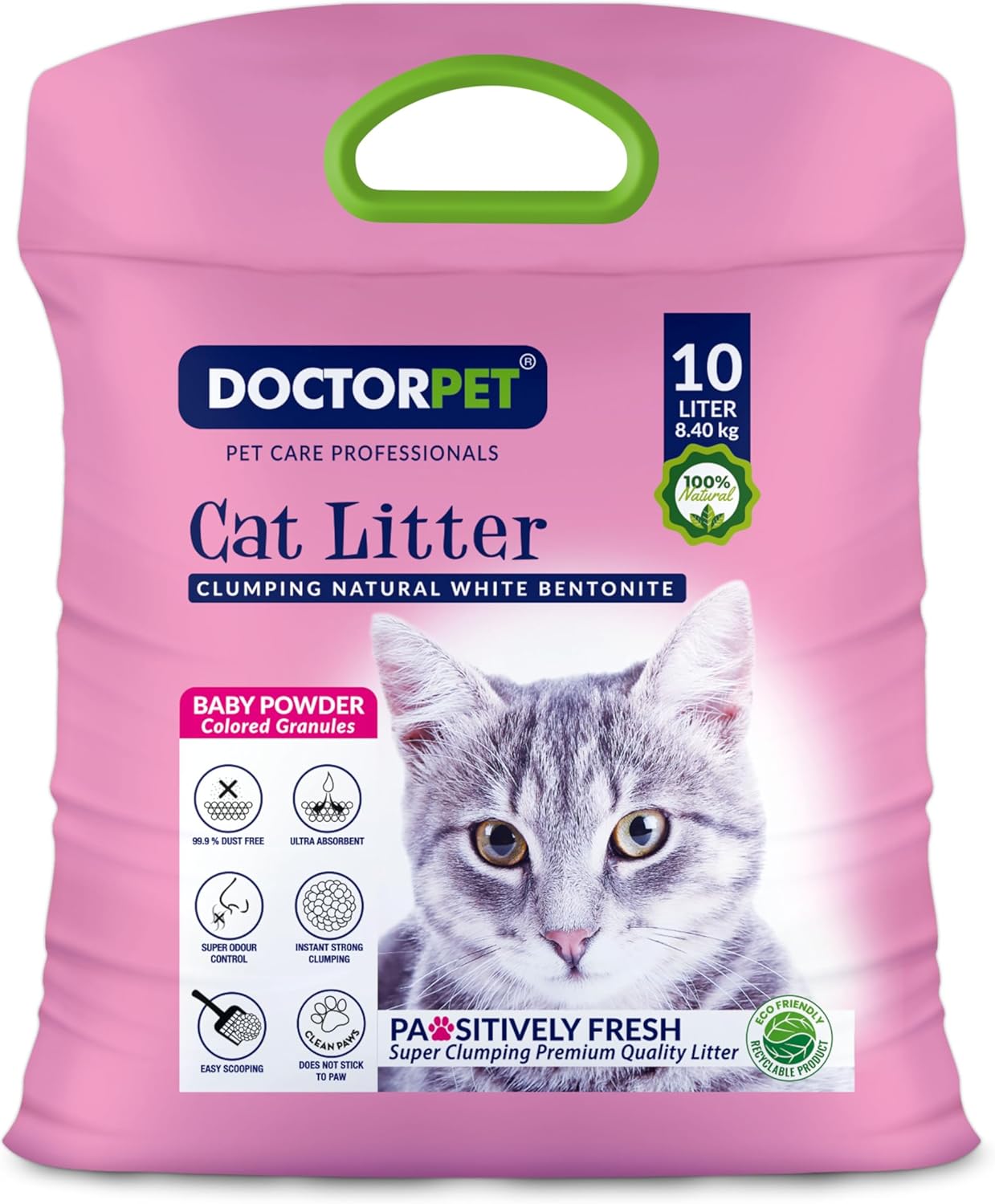 Doctor Pet Baby Powder Scented - Clumping Cat Litter - 10L