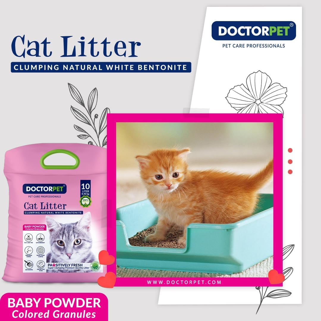 Doctor Pet Baby Powder Scented - Clumping Cat Litter - 10L - Image 2