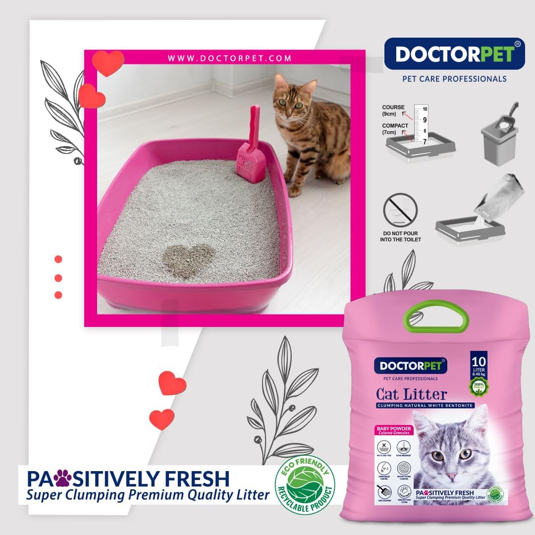 Doctor Pet Baby Powder Scented - Clumping Cat Litter - 10L - Image 3