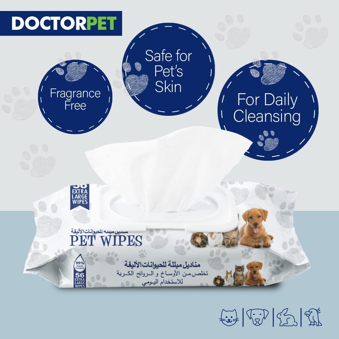 Dr Pet Doctor Pet Wipes for Cats and Dogs 56 Sheets, X-Large - Image 4