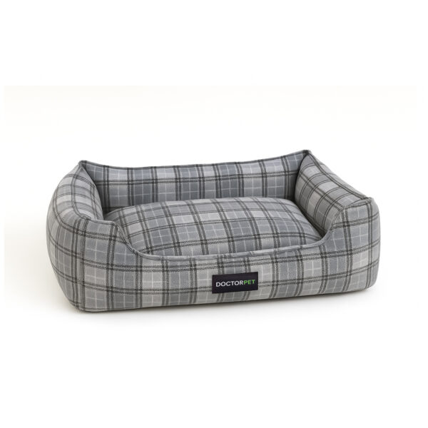 Doctor Pet Tartan Dog Bed Large - Grey -